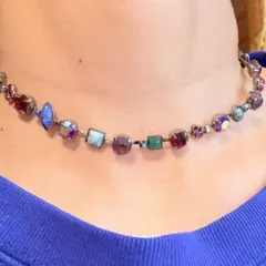 カラフルガラスビーズネックレス チョーカー　ヴィンテージネックレス