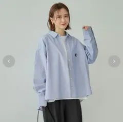 しまむら mysa 田中里奈 ストライプシャツブラウス ブルー