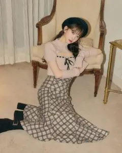 michellMacaron オリジナルチェック柄大人美脚スカート Sサイズ