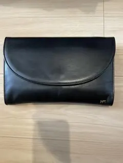 ハナエモリ　黒 レザークラッチバッグ