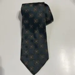 dunhill ダークグリーン 幾何学模様 ネクタイ