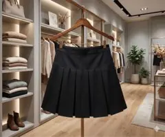 新品 Lilamusant インパン裏地付きプリーツスカート ミニスカート 黒