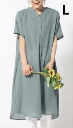 LシューラルーSHOO・LA・RUEコットンシフォンロングシャツ半袖