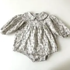 花柄 襟付きロンパース