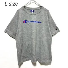 チャンピオン Tシャツ L グレー 綿100% グンゼ ルームウェア ロゴ