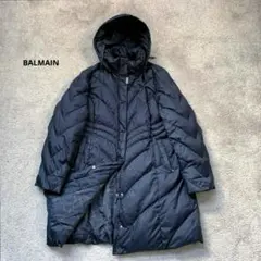 バルマン　ラクーンファー　フーデット ブルゾン　ネイビー　　 BALMAIN バルマン ラクーンファー フーデット ブルゾン ネイビー BALMAIN