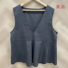 【美品】しまむら　ペプラムベスト　ジレ　М　黒 Radarista