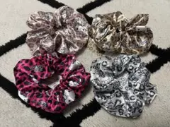 ハローキティ マイメロディー シナモンロール ヒョウ柄ギャル ヘアシュシュ 4個