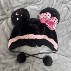 ディズニー 黒ドット ファンキャップ リボン ミニーちゃん - メルカリ