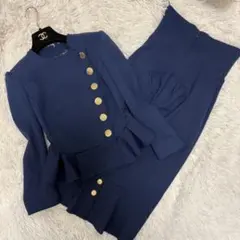 Elisabetta Franchi ネイビー セットアップ 40 金ボタン