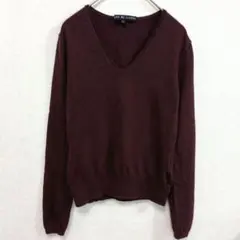 RALPH RL LAUREN Ｖネックニット ウール バーガンディ L