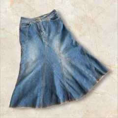 レヴィーヴォ　デニムスカート　フレアロング　ブルー　LLサイズ