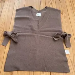 discoat ブラウン Vネック ニットベスト
