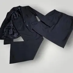 【美品】ジョイベラ 3点セットスーツ 13号 LL 濃紺 ストライプ 洗える