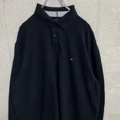 トミーヒルフィガー　刺繍ロゴ　長袖ポロシャツ　ロンT ビックサイズ 2XL
