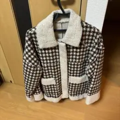 チェック柄 ムートンコート　韓国