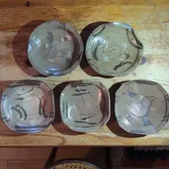 皿□古唐津小皿 2枚（江戸初期）平盃 伝世品 コレクター放出品 時代物