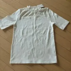 新品 上品 earth レース半袖シャツ トップス オフホワイト S