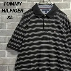 【トミーヒルフィガー】半袖ポロシャツ ブラックボーダー US古着④