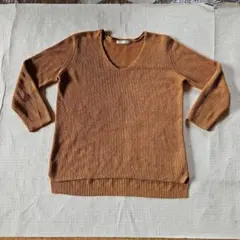 LOWRYS FARMブラウン Vネック 長袖ニット サイズM
