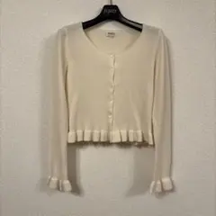 FOXEYカシミヤ100% アイボリー クロップドカーディガン