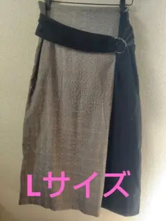 チェック柄　ラップスカート 　ウエストゴム　コムサ