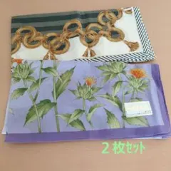 ストライプと花柄のハンカチ☘️２枚セット(✨新品未使用✨)