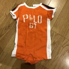 Polo オレンジ 半袖ロンパース 60