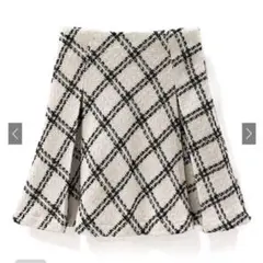 GRL ダイヤチェック柄ツイードフレアミニスカー