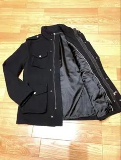 BURBERRY BLACK LABEL ミリタリー ウールコート Lサイズ