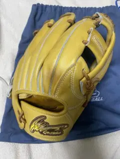 イエロー 硬式野球グローブ 収納袋付き 内野手用