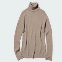 UNIQLO メリノリブタートルネックセーター　ベージュ