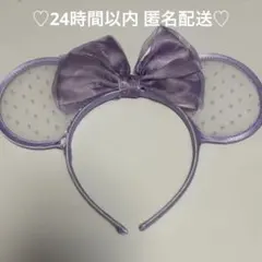 東京ディズニーリゾート ミニー カチューシャ 耳 TDL 紫 レース ドット