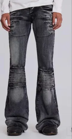 JADED LONDON ブラックレザーフレアパンツW26 - メルカリ