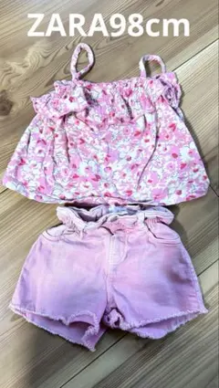 ZARA 花柄トップス＆デニムショートパンツ セット 2-3歳　98cm