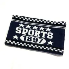 90s ヴィンテージ ニット ネックウォーマー 紺 白 SPORTS 1897