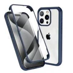iPhone15 Pro ケース 両面透明 前面ガラス+背面PCプレート