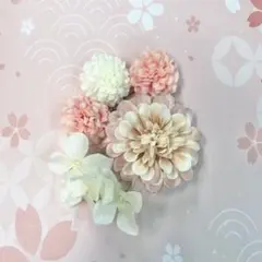 髪飾り　マーブルダリア　5点セット