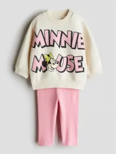 新品未使用＊ベビー服ミニーマウススウェット＆レギンスセット90cmソフト裏起毛