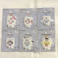 サンリオパイルワッペン　ふわふわスノー　6枚　ハローキティ　マイメロ　セリア
