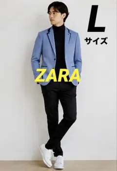 【美品】ZARA ネイビー(L)ビジネス＆カジュアルジャケット 肩パット入り