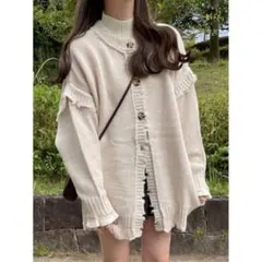 GRL グレイル　前後2Wayルーズダメージニット　k8550v アイボリー