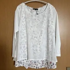【新品】m.f. editorial 長袖　カットソー 花柄　重ね着風　Ｌのサムネイル