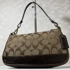 美品✨COACH ハンドバッグ ワンショルダー シグネチャー グレージュ×黒 