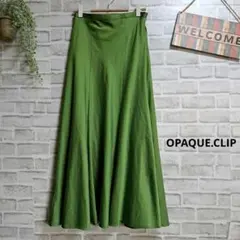 オーペクドットクリップ ロングフレアスカート 美品 鮮やか 上品 ウエストゴム