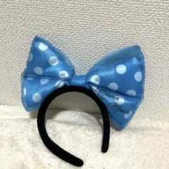 ディズニー　リボン　カチューシャ　水色　ブルー　ミニー　ドット　廃盤　レア