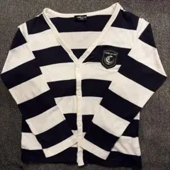 COMME CA ISM カーディガン 130A ネイビーとホワイト　綿100%