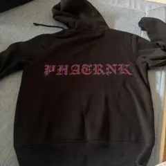 PHATRNK パーカー ブラック×ピンク ラインストーン