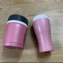 ドウシシャ　ピンクのスープジャー とカップ　セットのサムネイル