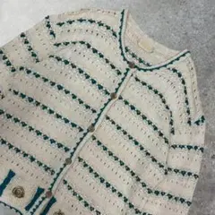 00's vintage ニット ジャケット カーディガン レトロ 総柄 民族調